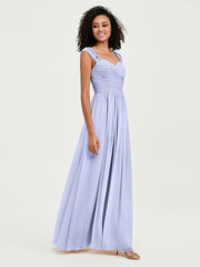 Col En Cœur Mousseline Robes Avec Dentelle Mancherons Lavande