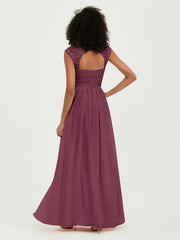 Col En Cœur Mousseline Robes Avec Dentelle Mancherons Mûre