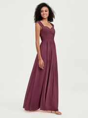 Col En Cœur Mousseline Robes Avec Dentelle Mancherons Mûre