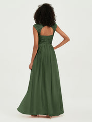 Col En Cœur Mousseline Robes Avec Dentelle Mancherons Olive Verte