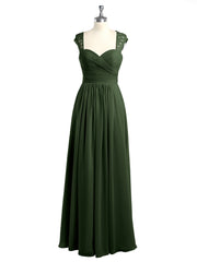 Col En Cœur Mousseline Robes Avec Dentelle Mancherons Olive Verte