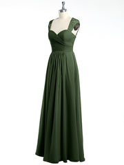 Col En Cœur Mousseline Robes Avec Dentelle Mancherons Olive Verte