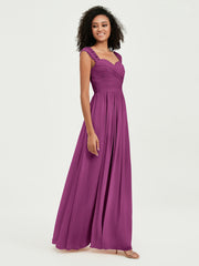 Col En Cœur Mousseline Robes Avec Dentelle Mancherons Orchidee