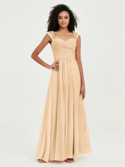 Col En Cœur Mousseline Robes Avec Dentelle Mancherons Pêche