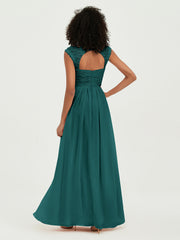 Col En Cœur Mousseline Robes Avec Dentelle Mancherons Paon