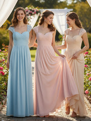 Col En Cœur Mousseline Robes Avec Dentelle Mancherons Rose Perle