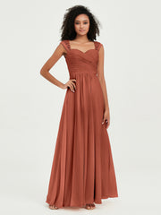 Col En Cœur Mousseline Robes Avec Dentelle Mancherons Rouille