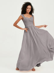 Col En Cœur Mousseline Robes Avec Dentelle Mancherons Argent