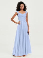 Col En Cœur Mousseline Robes Avec Dentelle Mancherons Bleu Ciel