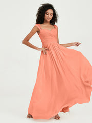 Col En Cœur Mousseline Robes Avec Dentelle Mancherons Crépuscule