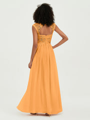 Col En Cœur Mousseline Robes Avec Dentelle Mancherons Mandarine