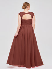 Col En Cœur Mousseline Robes Avec Dentelle Mancherons terracotta Grande Taille