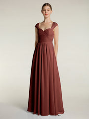 Col En Cœur Mousseline Robes Avec Dentelle Mancherons terracotta