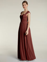 Col En Cœur Mousseline Robes Avec Dentelle Mancherons terracotta