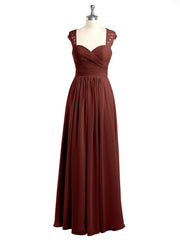 Col En Cœur Mousseline Robes Avec Dentelle Mancherons terracotta