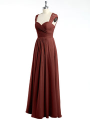 Col En Cœur Mousseline Robes Avec Dentelle Mancherons terracotta