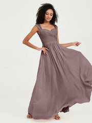 Col En Cœur Mousseline Robes Avec Dentelle Mancherons Vintage Mauve