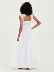 Col En Cœur Mousseline Robes Avec Dentelle Mancherons Blanc