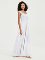 Col En Cœur Mousseline Robes Avec Dentelle Mancherons Blanc