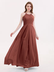 Longue Mousseline Licou Robes Demoiselle d'Honneur terracotta Grande Taille