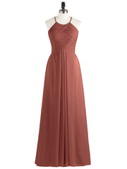 Longue Mousseline Licou Robes Demoiselle d'Honneur terracotta