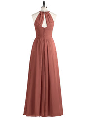 Longue Mousseline Licou Robes Demoiselle d'Honneur terracotta Grande Taille