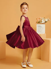 Robe de Fille Courte à A-ligne avec Nœud Bordeaux