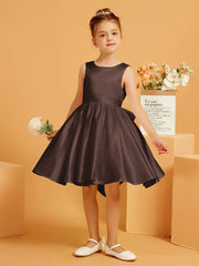 Robe de Fille Courte à A-ligne avec Nœud Chocolat