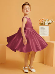 Robe de Fille Courte à A-ligne avec Nœud Cannelle Rose