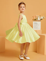 Robe de Fille Courte à A-ligne avec Nœud Jonquille