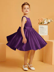 Robe de Fille Courte à A-ligne avec Nœud Raisin