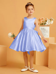 Robe de Fille Courte à A-ligne avec Nœud Lavande