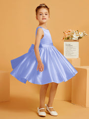 Robe de Fille Courte à A-ligne avec Nœud Lavande