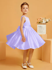 Robe de Fille Courte à A-ligne avec Nœud Lilas