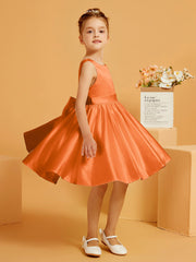 Robe de Fille Courte à A-ligne avec Nœud Orange