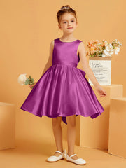 Robe de Fille Courte à A-ligne avec Nœud Orchidée