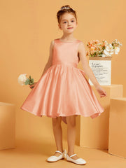 Robe de Fille Courte à A-ligne avec Nœud Papaye