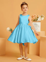 Robe de Fille Courte à A-ligne avec Nœud Piscine