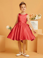 Robe de Fille Courte à A-ligne avec Nœud Rouge