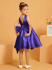 Robe de Fille Courte à A-ligne avec Nœud Régence