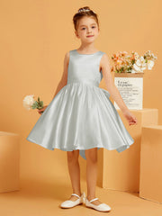 Robe de Fille Courte à A-ligne avec Nœud Argent