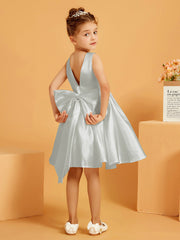 Robe de Fille Courte à A-ligne avec Nœud Argent