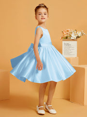 Robe de Fille Courte à A-ligne avec Nœud Bleu Ciel
