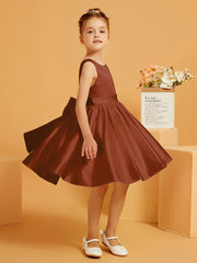 Robe de Fille Courte à A-ligne avec Nœud Terracotta