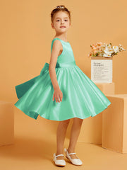 Robe de Fille Courte à A-ligne avec Nœud Turquoise
