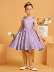 Robe de Fille Courte à A-ligne avec Nœud Glycine
