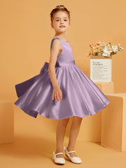 Robe de Fille Courte à A-ligne avec Nœud Glycine