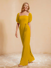 Jumpsuit Plissé en Mousseline avec Ceinture Souci Grande Taille