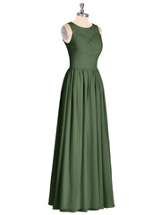 Illusion Col en Cœur Mousseline Robe Demoiselle d'honneur Olive Verte