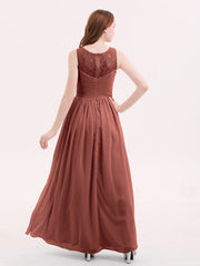 Illusion Col en Cœur Mousseline Robe Demoiselle d'honneur terracotta